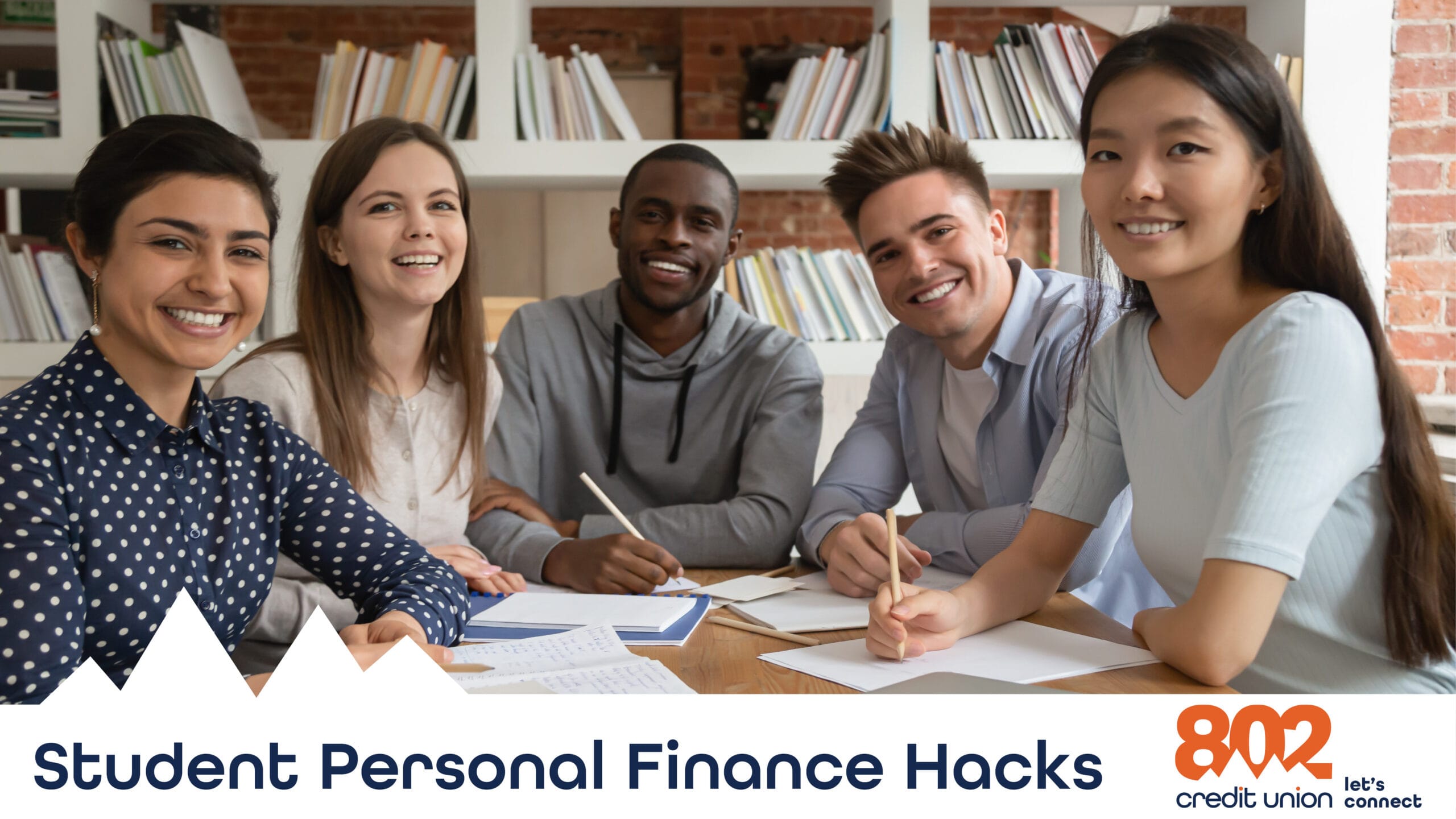 Image of 5 college students smiling